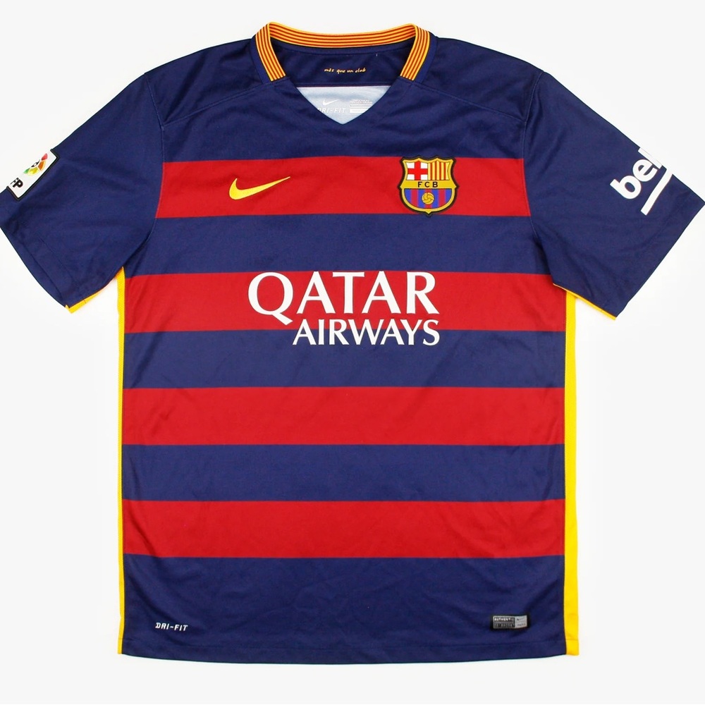 Nike FC Barcelona Striped Home Jersey - Navy, Red & Yellow Accents